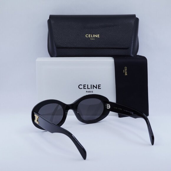 Celine CL40194U 01A Oval Sunglasses - Black/Smoke - Picture 14 of 14